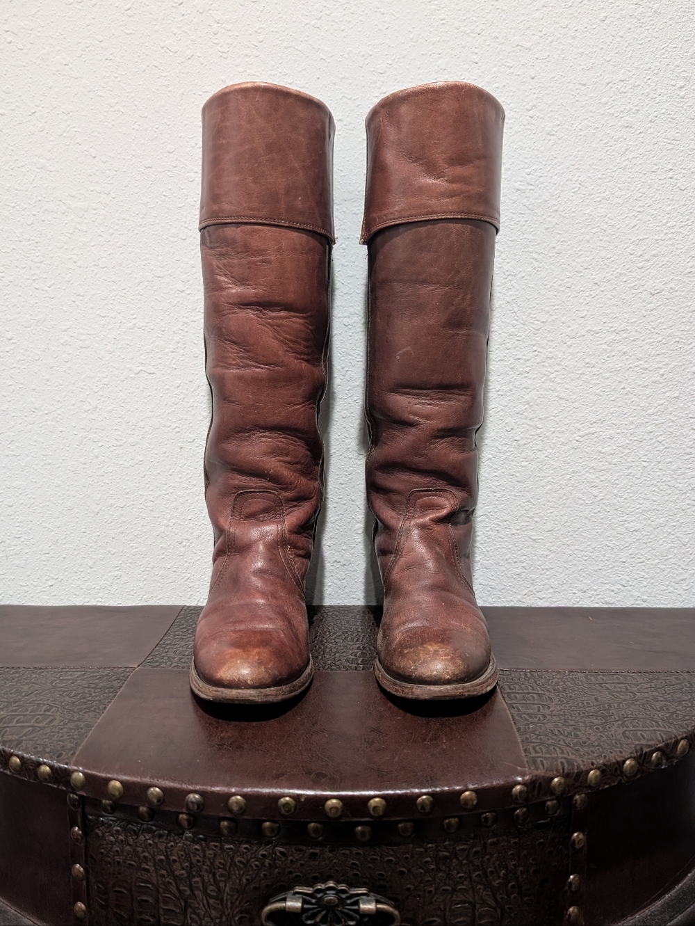 Vintage 80s FRYE Made in USA Tall Leather Campus Boots - Size 9B - Picture 10 of 13